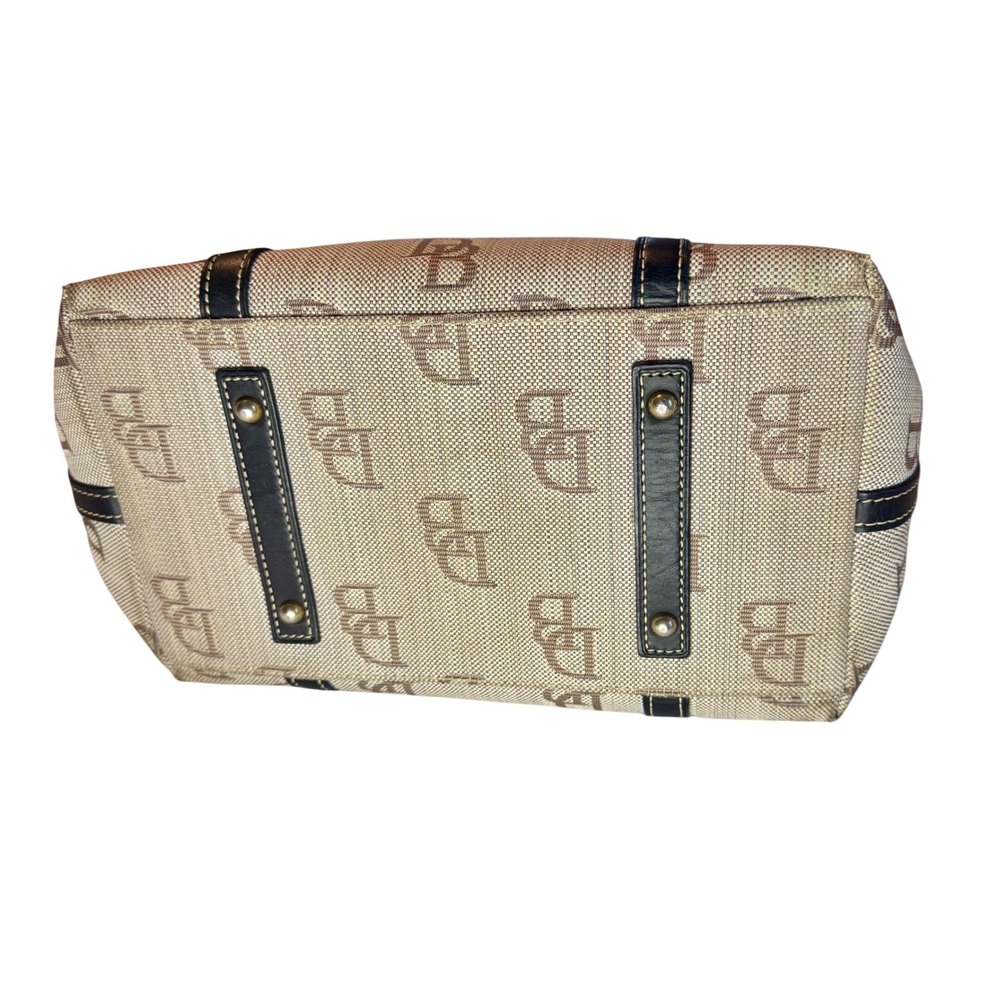 Vintage Dooney & Bourke DB Monogram Satchel Y2K Tassels Canvas Leather Bag - Picture 5 of 13